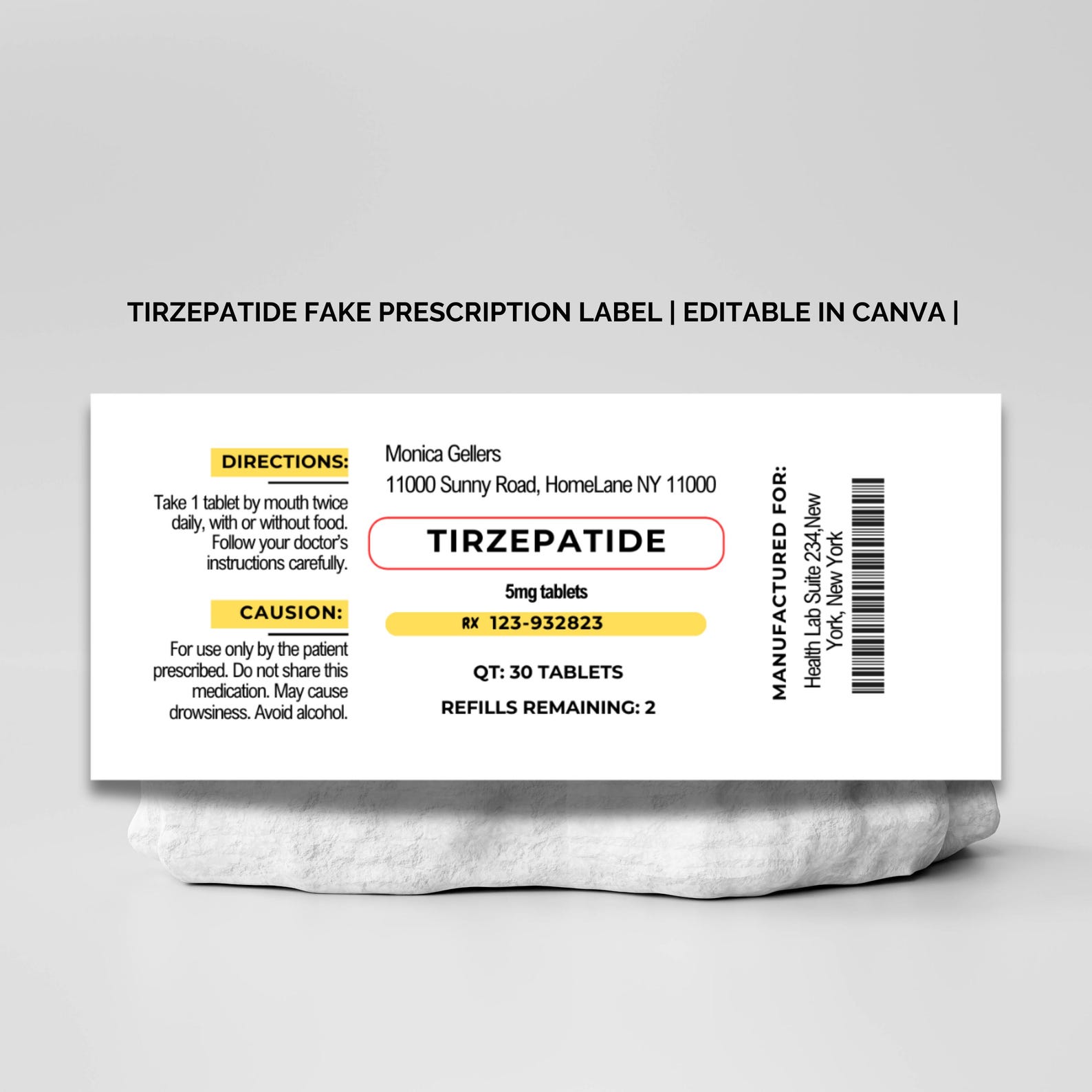 Prescription Label, Editable Prescription Label, Funny Prescription ...