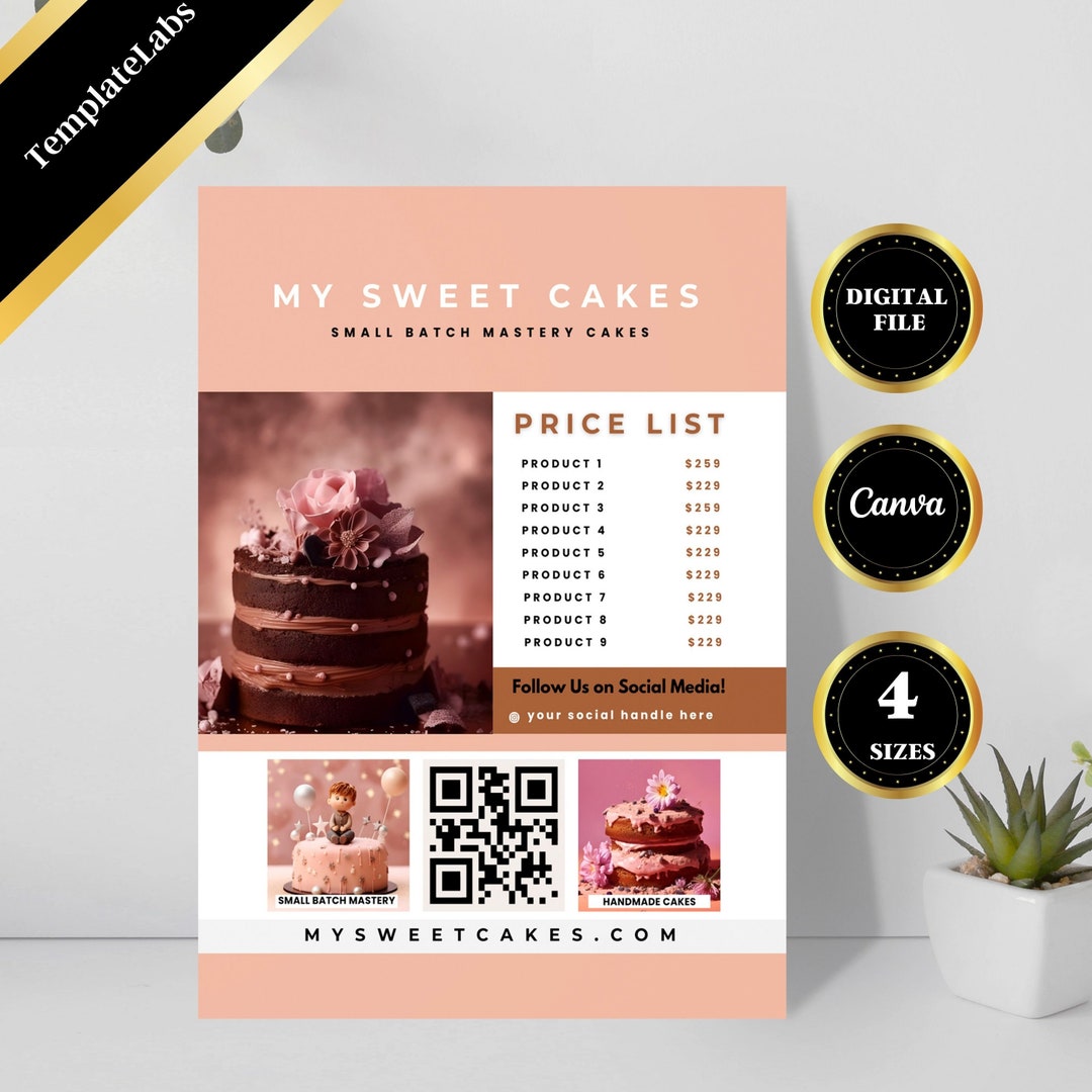 Cake Shop Menu Template Cake Flyer Cake Price List Template Etsy España Cake Shop Menu Template Cake Flyer Cake Price List Template Etsy España