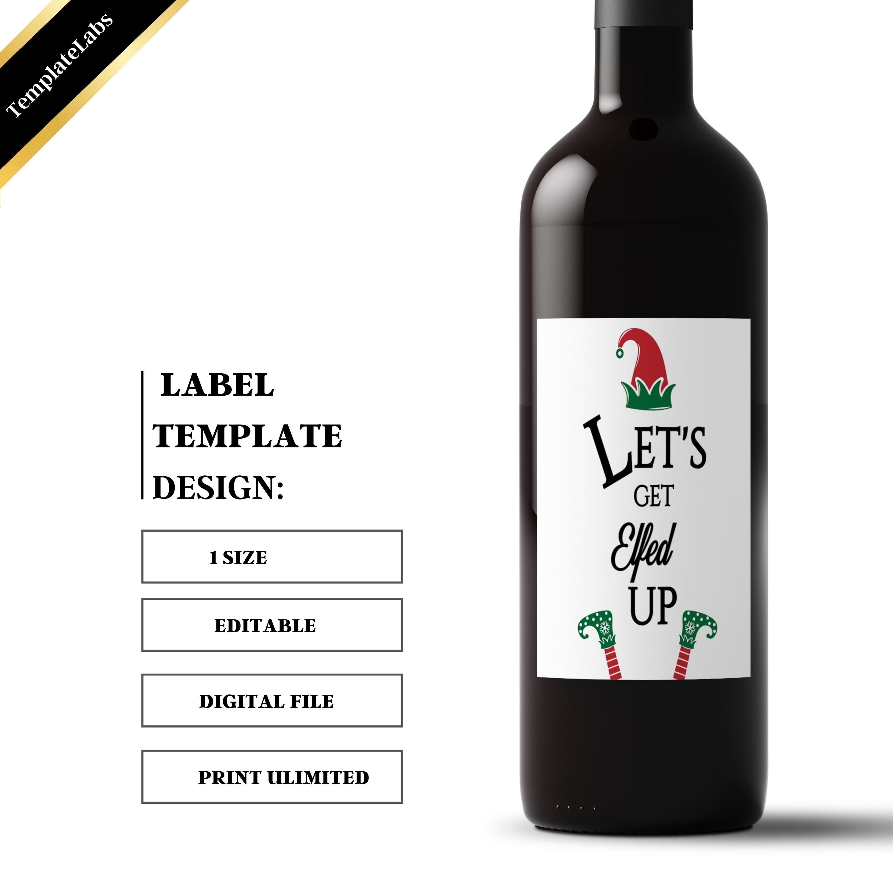 Funny Christmas Wine Label Funny Wine Bottle Label Christmas - Etsy