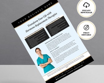 Hormone Therapy, Bio-Identical Hormone Replacement Therapy, BHRT Template, TRT, Printable Flyer, BHRT Flyer, Hormone Therapy Template