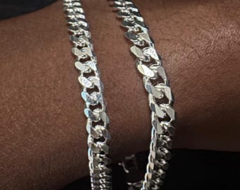 925 Sterling Silver Vintage Italy Curb Link Bracelet 9