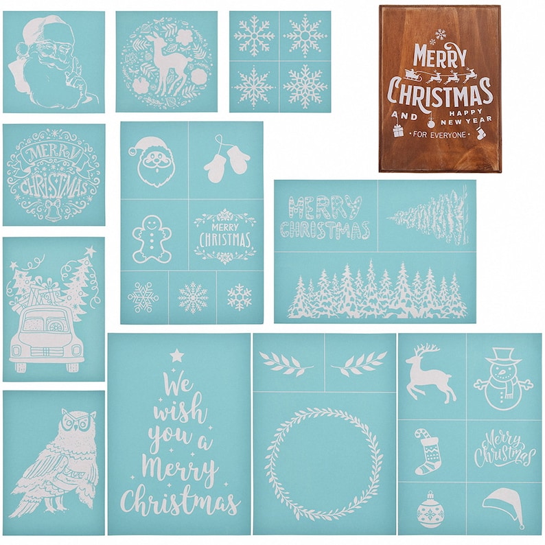 Merry Christmas Creative Printed Silk Screen Stencils Printing Etsy