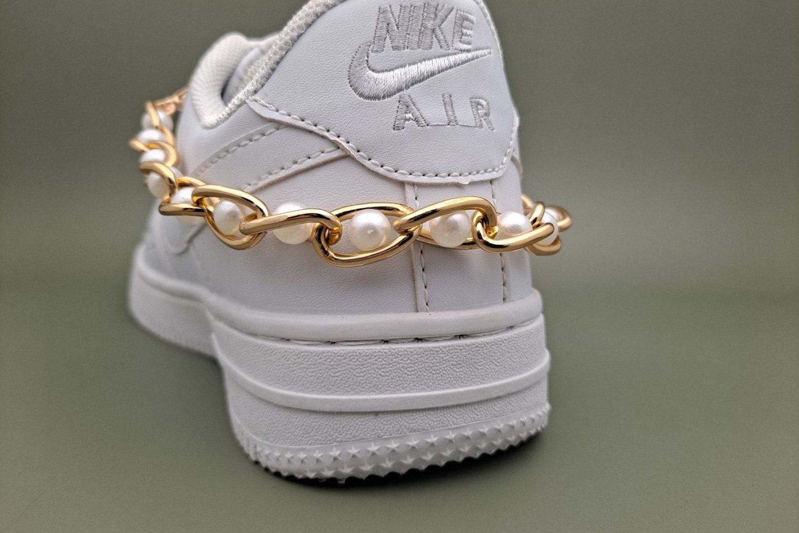 Gold pearl chain for shoes custom af1 shoes accessory | Etsy