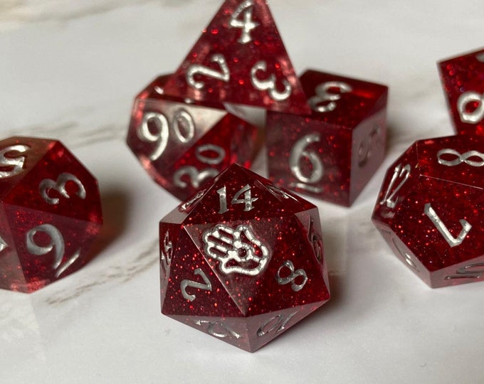 Phial of Truth - Sharp DnD Dice - Glitter - Handmade resin dice set for Tabletop Gaming - Dungeons & Dragons, Pathfinder, Cthulhu, Cyberpunk