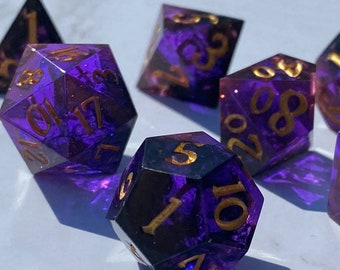 Warlock's Whisperings Dice Set for DnD | 7 piece sharp edge resin dice set, handmade, custom | RPG, Dungeons and Dragons, D&D, Pathfinder