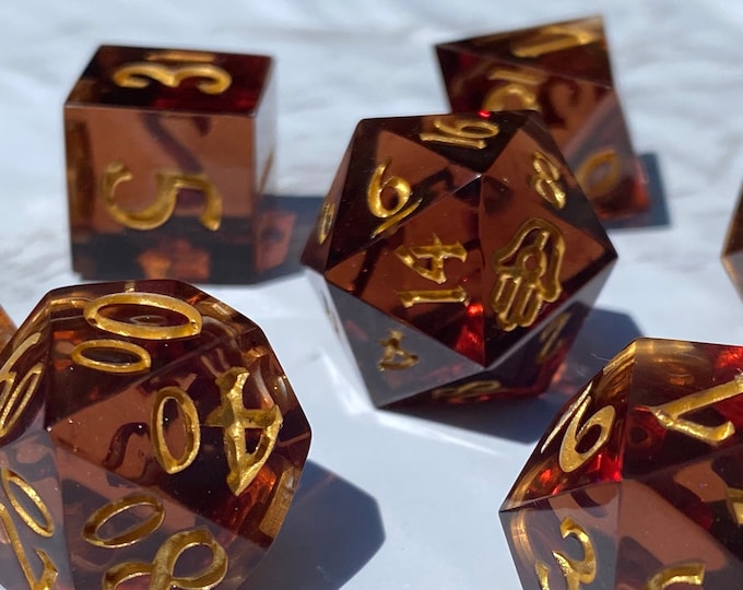 Cola Squeeze - Sharp DnD Dice - Clear - Handmade resin dice set for Tabletop Gaming - Dungeons & Dragons, Pathfinder, Cthulhu, Cyberpunk