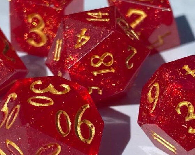 Salamander Skin - Sharp DnD Dice - Glitter - Handmade resin dice set for Tabletop Gaming- Dungeons & Dragons, Pathfinder, Cthulhu, Cyberpunk