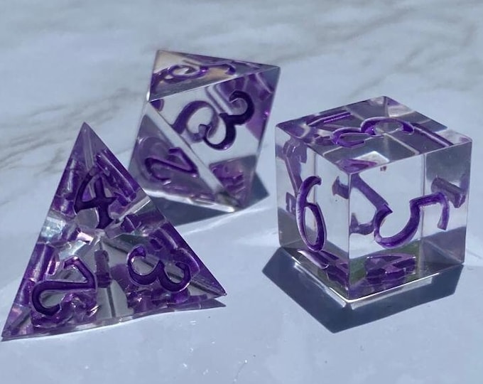 Clear Mind - Sharp DnD Dice - Clear - Handmade resin dice set for Tabletop Gaming - Dungeons & Dragons, Pathfinder, Cthulhu, Cyberpunk
