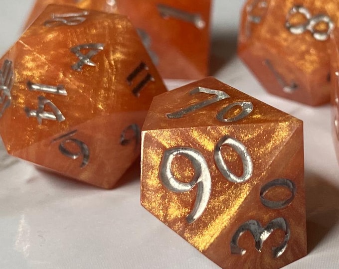 Sunbeam - Sharp DnD Dice - Glitter - Handmade resin dice set for Tabletop Gaming - Dungeons & Dragons, Pathfinder, Cthulhu, Cyberpunk