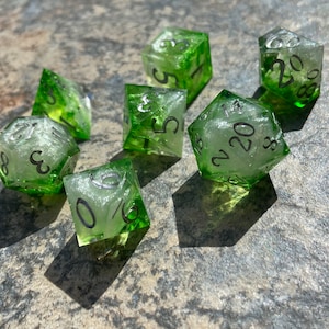 Nature&#39;s Calling - Sharp DnD Dice - Clear Opaque - Handmade resin dice set for Tabletop Gaming - Dungeons & Dragons, Pathfinder, Cthulhu