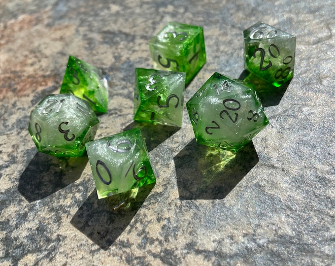 Nature's Calling - Sharp DnD Dice - Clear Opaque - Handmade resin dice set for Tabletop Gaming - Dungeons & Dragons, Pathfinder, Cthulhu