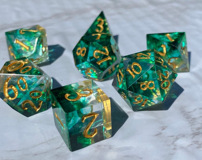 Baba Yaga's Blast - Sharp DnD Dice - Clear - Handmade resin dice set for Tabletop Gaming Dungeons & Dragons, Pathfinder, Cthulhu, Cyberpunk