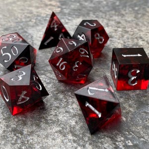 Elder Blood - Sharp DnD Dice - Clear - Handmade resin dice set for Tabletop Gaming - Dungeons & Dragons, Pathfinder, Cthulhu, Cyberpunk