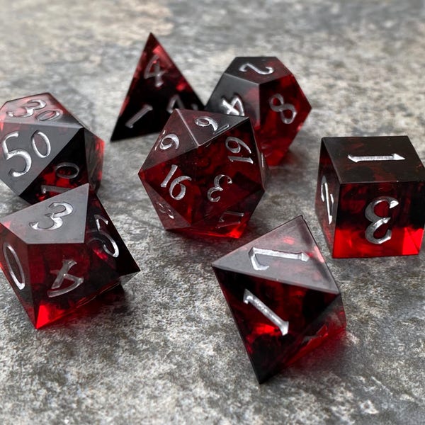 Elder Blood | Handmade Resin Polyhedral Dice Set for Tabletop Games, RPGs, D&D, Pathfinder, Cyberpunk, Cthulhu