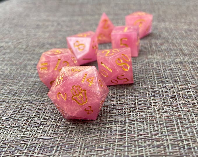 Philter of Love - Sharp DnD Dice - Glitter - Handmade resin dice set for Tabletop Gaming- Dungeons & Dragons, Pathfinder, Cthulhu, Cyberpunk