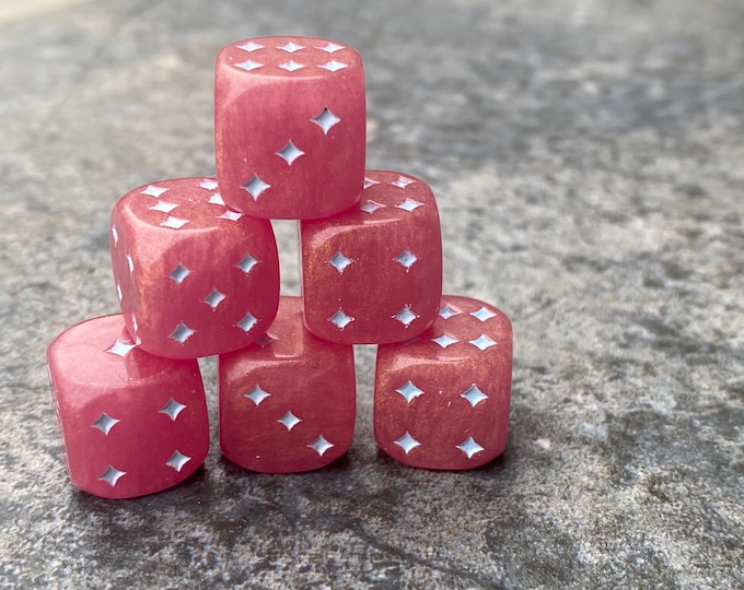 Philter of Love - Rounded DnD Dice 12mm Mini D6s - Clear - Handmade resin dice set for Tabletop Gaming - Dungeons & Dragons, Pathfinder
