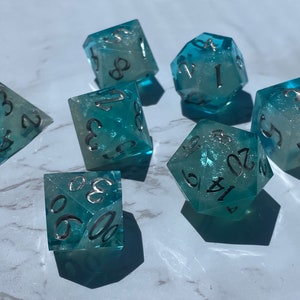 Hoarfrost | Handmade Resin Polyhedral Dice Set for Tabletop Games, RPGs, D&D, Pathfinder, Cyberpunk, Cthulhu