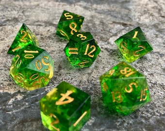 Light Forest | Handmade Resin Polyhedral Dice Set for Tabletop Games, RPGs, D&D, Pathfinder, Cyberpunk, Cthulhu