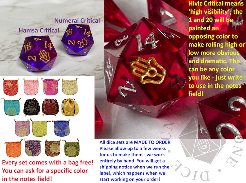 Scherpe RPG-dobbelstenen "Necromancer's Nightshade" - Handgemaakte dobbelstenenset van hars voor tafelspellen - D&D, DnD, Pathfinder, Age of Sigmar afbeelding 10