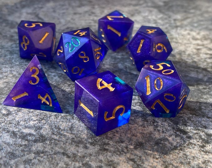 Anarchic Aether - Sharp DnD Dice - Clear Opaque - Handmade resin dice set for Tabletop Gaming - Dungeons & Dragons, Pathfinder, Cthulhu