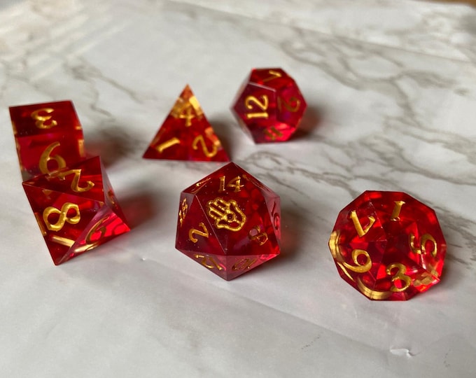 Potion Seller - Sharp DnD Dice - Clear - Handmade resin dice set for Tabletop Gaming - Dungeons & Dragons, Pathfinder, Cthulhu, Cyberpunk