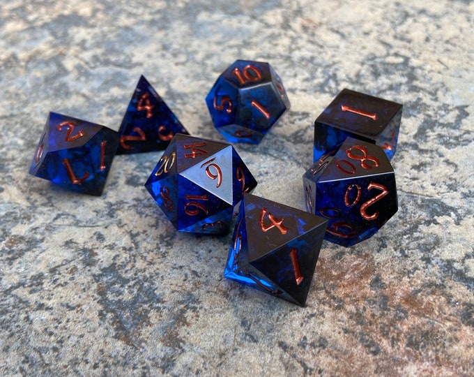From The Depths - Sharp DnD Dice - Clear - Handmade resin dice set for Tabletop Gaming - Dungeons & Dragons, Pathfinder, Cthulhu, Cyberpunk