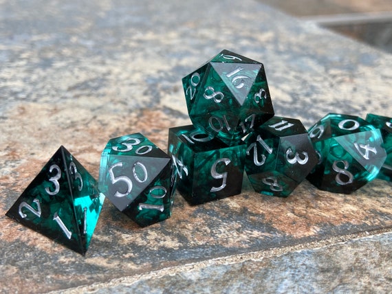 Handmade Resin DND Dice Set "A Call Beyond" | Custom Sharp Edge Polyhedral Fantasty Tabletop RPG Dice Set for D&D, Pathfinder, TTRPG