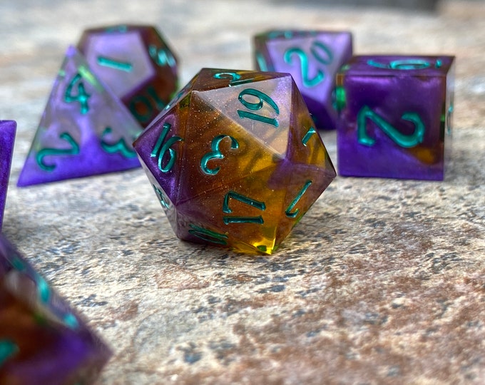 Shade of Paradise - Sharp DnD Dice - Clear Opaque - Handmade resin dice set for Tabletop Gaming - Dungeons & Dragons, Pathfinder, Cthulhu