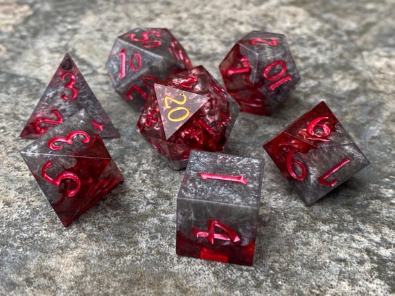 Handmade Resin DND Dice Set "Barbarian's Blade" | Custom Sharp Edge Polyhedral Fantasty Tabletop RPG Dice Set for D&D, Pathfinder, TTRPG