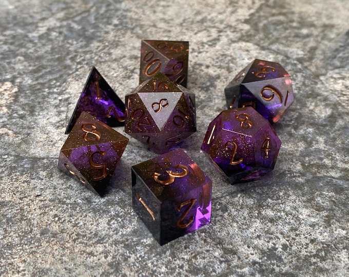Warlock's Whisperings - Sharp DnD Dice - Clear - Handmade resin dice set for Tabletop Gaming - Dungeons & Dragons, Pathfinder, Cthulhu