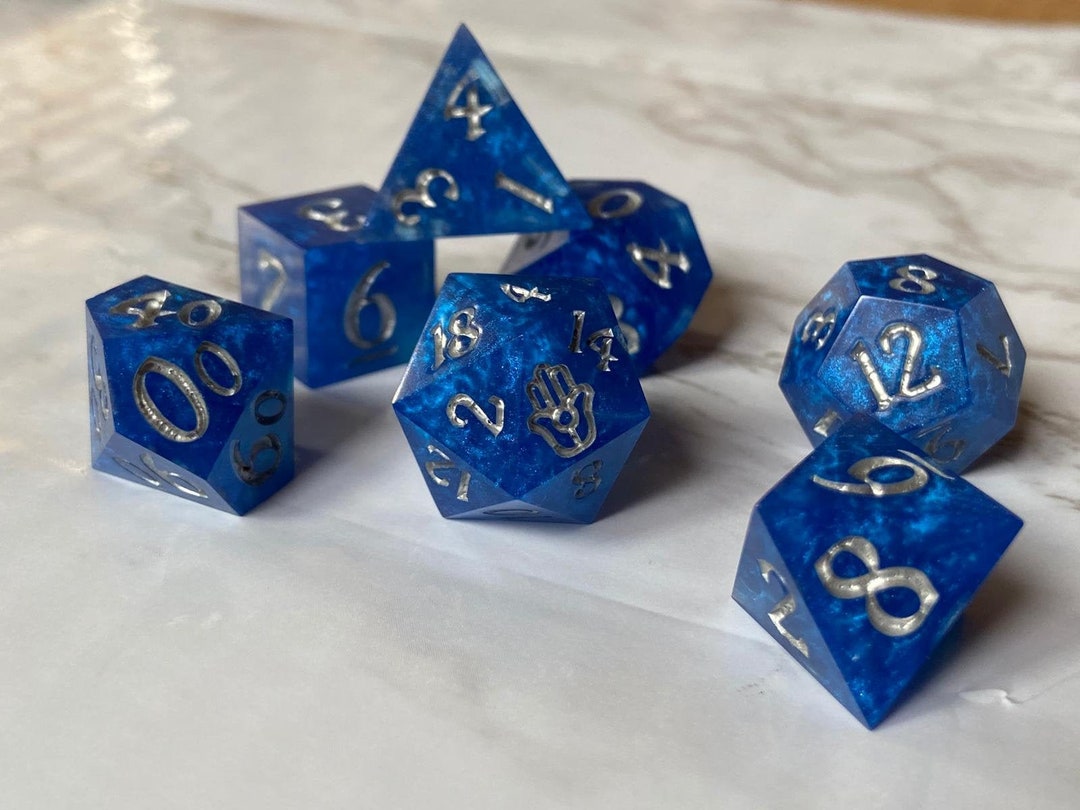 Mana Stone Dice Set for Dnd 7 Piece Sharp Edge Resin Dice Set, Handmade, Custom RPG Dice
