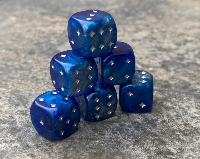 Winter Maelstrom - Rounded DnD Dice 12mm Mini D6s - Clear - Handmade resin dice set for Tabletop Gaming - Dungeons & Dragons, Pathfinder