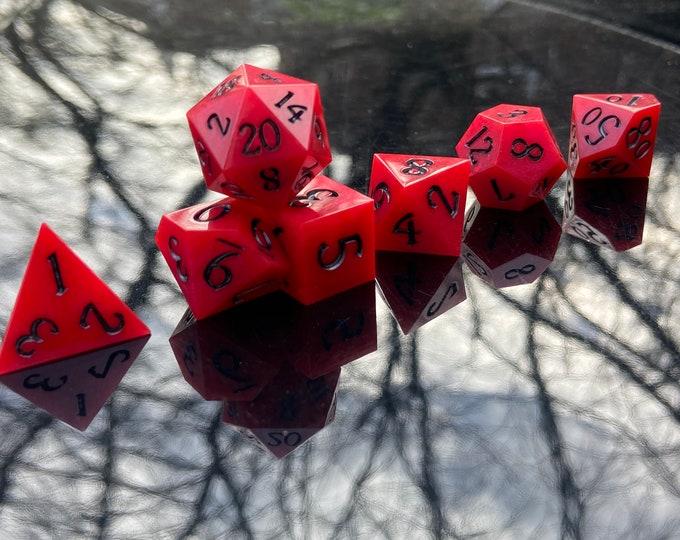 Sanguine Sun - Sharp DnD Dice - Opaque - Handmade resin dice set for Tabletop Gaming - Dungeons & Dragons, Pathfinder, Cthulhu, Cyberpunk