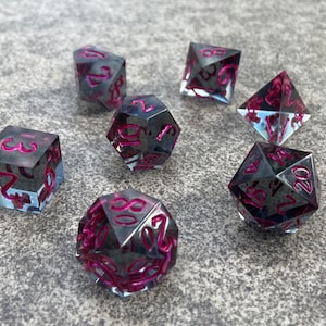 Zon-kuthon's Shadow Dice Set for DnD | 7 piece sharp edge resin dice set, handmade, custom | RPG dice, Dungeons and Dragons, D&D, Pathfinder