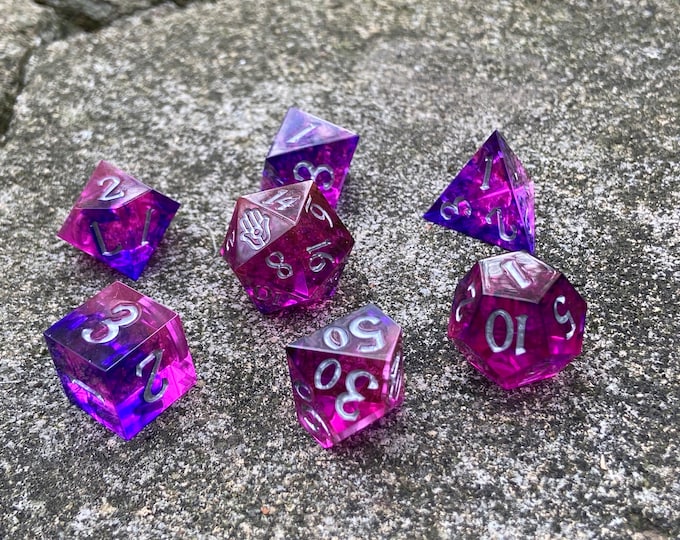 Spell of Ender - Sharp DnD Dice - Clear - Handmade resin dice set for Tabletop Gaming - Dungeons & Dragons, Pathfinder, Cthulhu, Cyberpunk