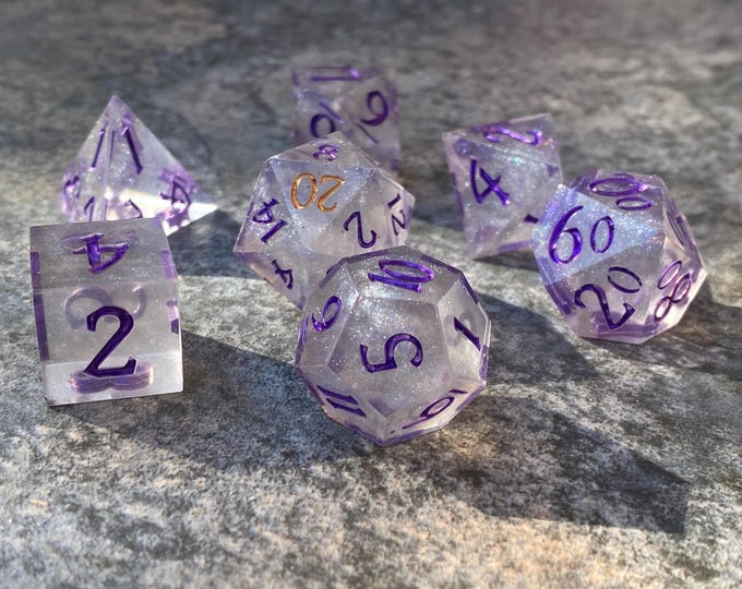 Smoke and Mirrors - Sharp DnD Dice - Glitter - Handmade resin dice set for Tabletop Gaming - Dungeons & Dragons, Pathfinder, Cthulhu