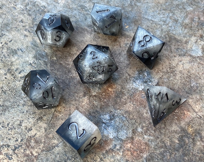 Cosmic Omen - Sharp DnD Dice - Clear Opaque - Handmade resin dice set for Tabletop Gaming Dungeons & Dragons, Pathfinder, Cthulhu, Cyberpunk