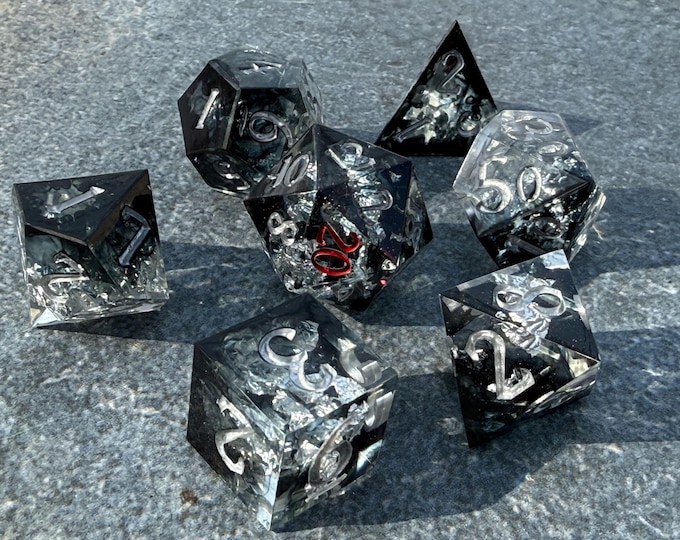 Spectral Cloud - Sharp DnD Dice - Foil - Handmade resin dice set for Tabletop Gaming - Dungeons & Dragons, Pathfinder, Cthulhu, Cyberpunk