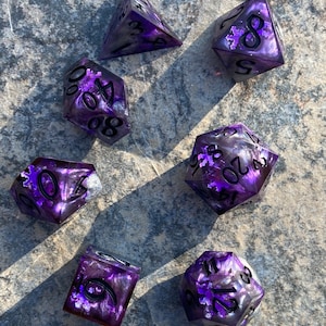 Sossal Frostbite Dice Set for DnD | 7 piece sharp edge resin dice set, handmade, custom | RPG dice, Dungeons and Dragons, D&D, Pathfinder