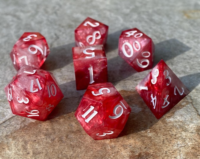 Unusual Hematology - Sharp DnD Dice - Drip - Handmade resin dice set for Tabletop Gaming- Dungeons & Dragons, Pathfinder, Cthulhu, Cyberpunk
