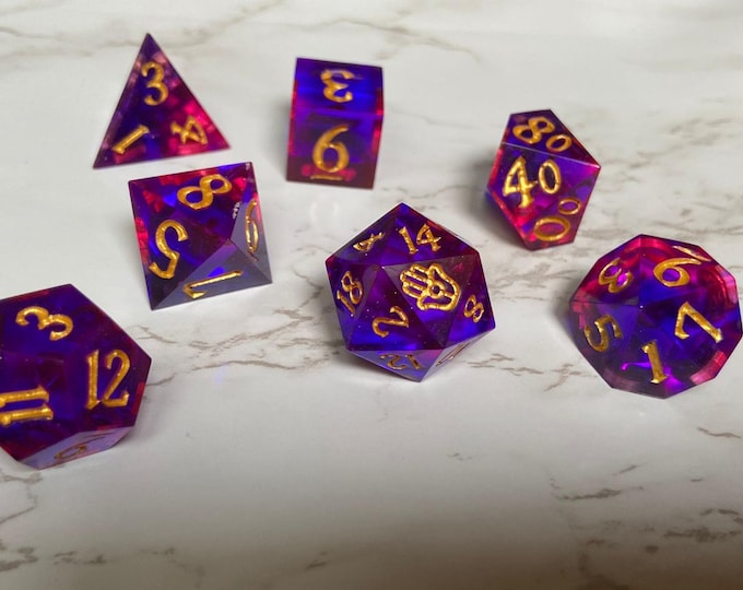 Bard's Ballad - Sharp DnD Dice - Clear - Handmade resin dice set for Tabletop Gaming - Dungeons & Dragons, Pathfinder, Cthulhu, Cyberpunk