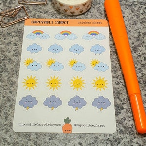 Wetter Stickerbogen. Niedliche Journal Aufkleber