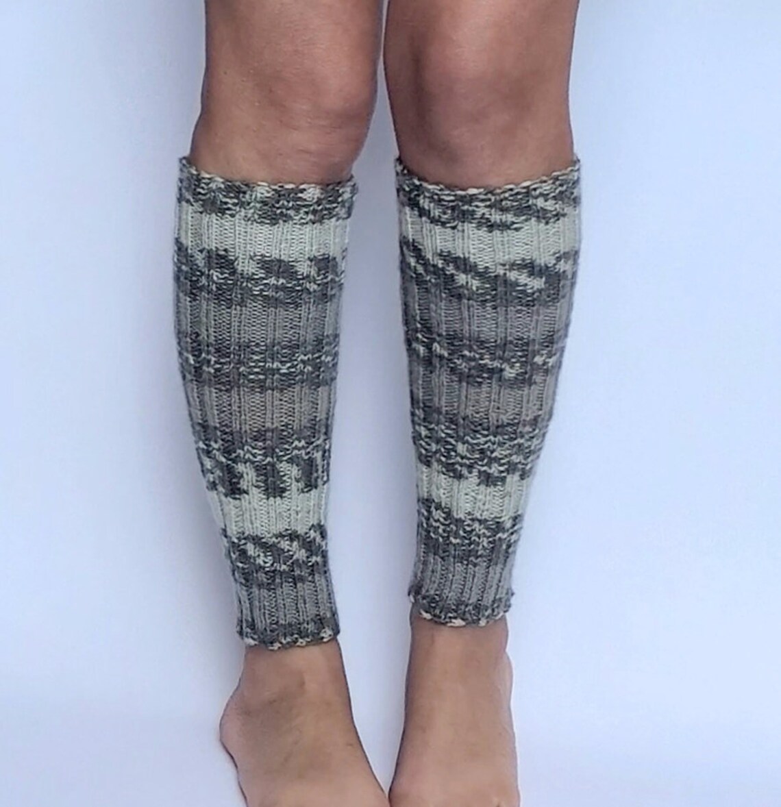 Knitted Leg Warmers Striped Leg Warmers Gray Leg Warmers Yoga Etsy
