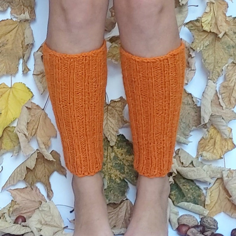 Leg Warmers Women Orange Ribbed Knit Leg Warmers Boot Socks Etsy