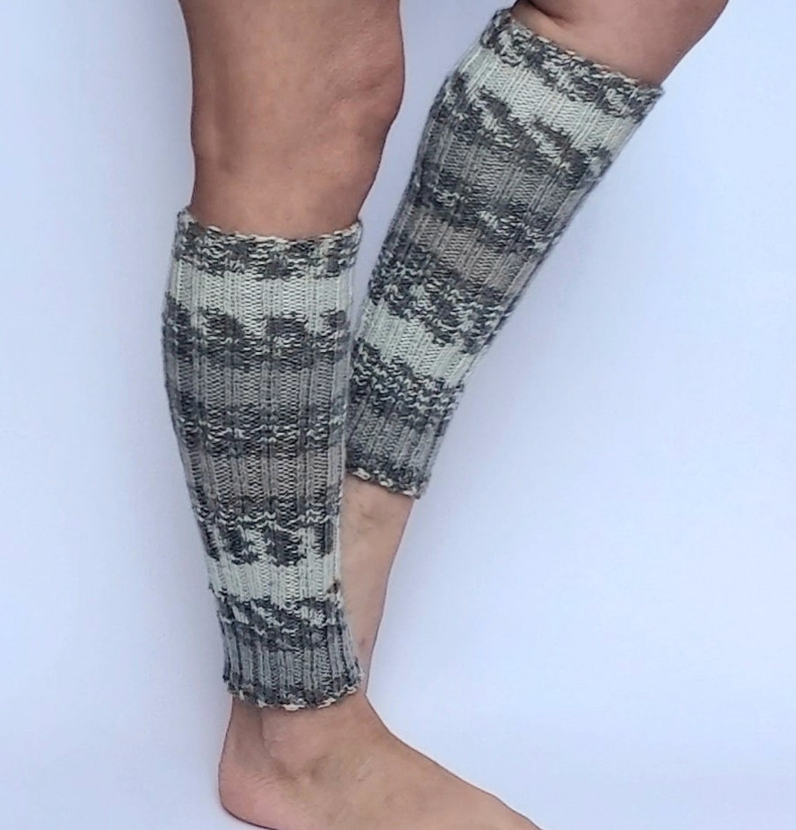 Knitted Leg Warmers Striped Leg Warmers Gray Leg Warmers Yoga Etsy