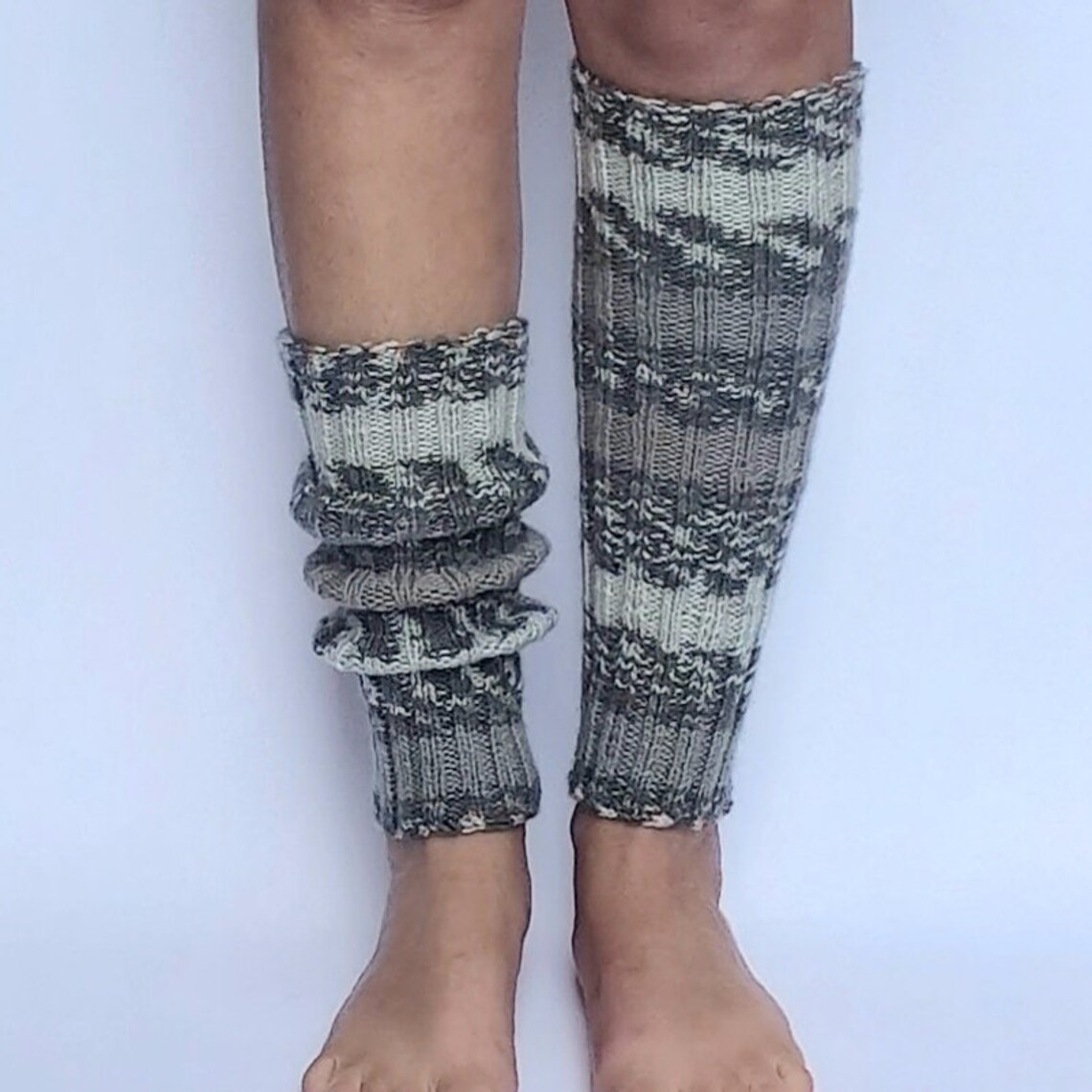 Knitted Leg Warmers Striped Leg Warmers Gray Leg Warmers Yoga Etsy