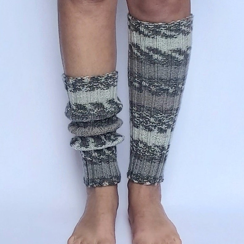 Knitted Leg Warmers Striped Leg Warmers Gray Leg Warmers Yoga Etsy