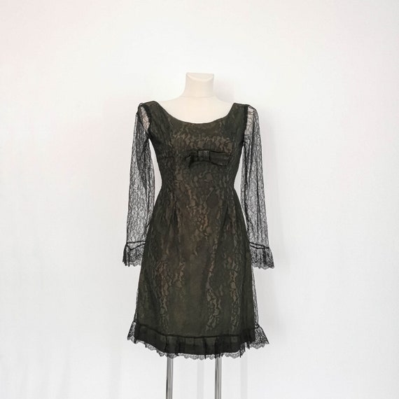 1950s black lace cocktail dress | Maxane Paris | S