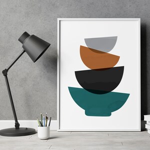 Mid Century Modern Printable Wall Art Green Geometric Abstract ...