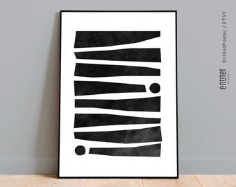 Art mural noir et blanc Nordic Minimal Prints Black Geometric Abstract Wall Print Digital Printable Abstract Scandinavian Print